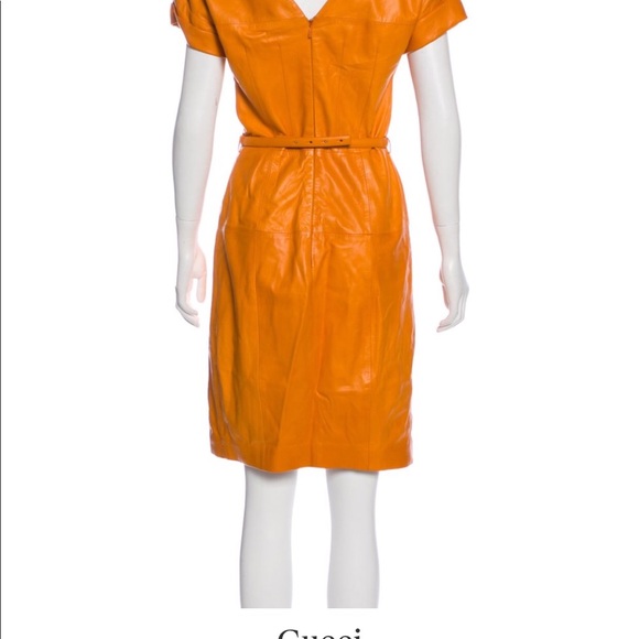 knee length dresses for ladies Gucci Tan Leather Lace-Up Dress main image 0